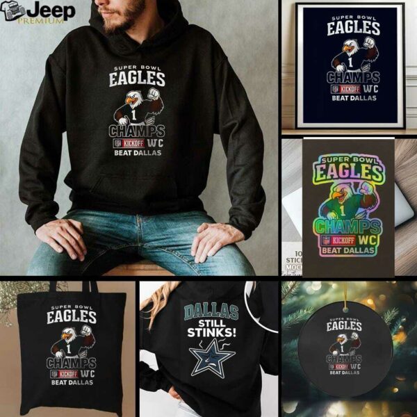 Super Bowl Philadelphia Eagles champs kickoff WC beat Dallas Cowboys still stinks mascot shirt