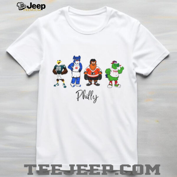Swoop Franklin the Dog Gritty and Phillie Phanatic Philly mascot shirt