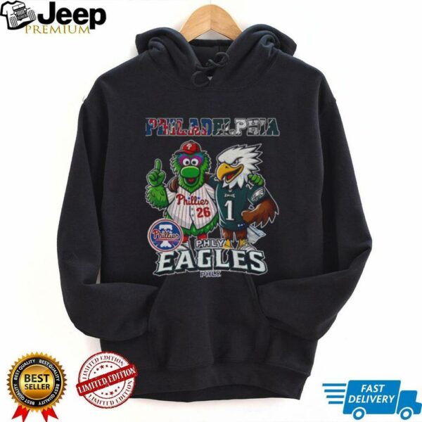 Swoop and Phanatic Philadelphia Eagles and Philadelphia Phillies mascots shirt