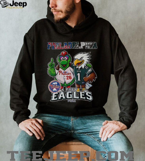 Swoop and Phanatic Philadelphia Eagles and Philadelphia Phillies mascots shirt