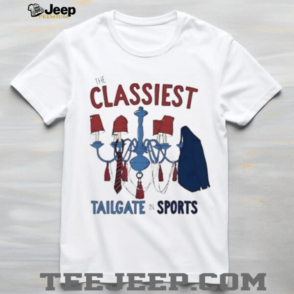 The Classiest Tailgate in Sports chandelier tie and jacket shirt