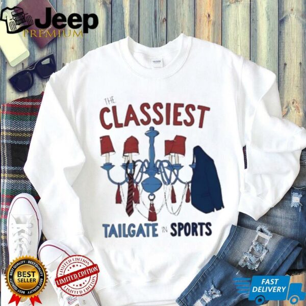The Classiest Tailgate in Sports chandelier tie and jacket shirt