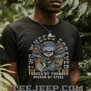 Two Wheels Forever Eagle Skull Biker Tee