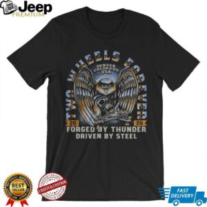 Two Wheels Forever Eagle Skull Biker Tee