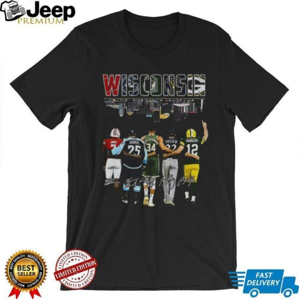 Wisconsin Sports team Skyline Jones Gravel Yelich Rodgers signature shirt