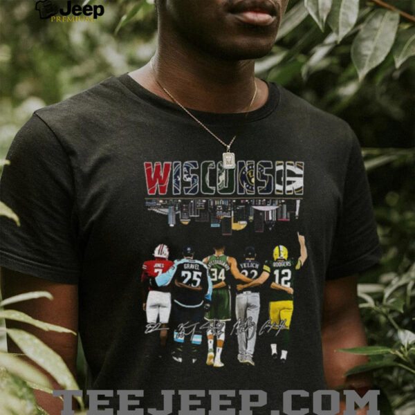 Wisconsin Sports team Skyline Jones Gravel Yelich Rodgers signature shirt