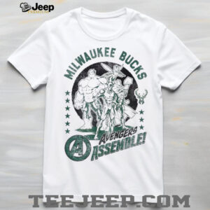 outh White Milwaukee Bucks NBA x Marvel Avengers Squad T...