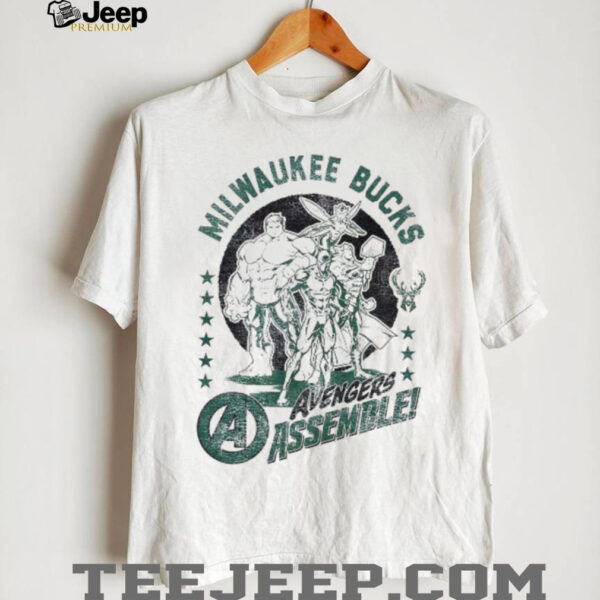 outh White Milwaukee Bucks NBA x Marvel Avengers Squad T Shirt