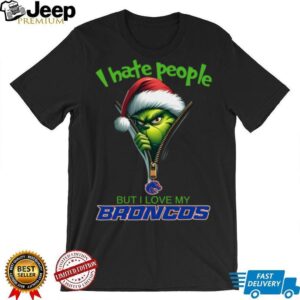 Grinch I Hate People But I Love My Boise State Broncos Merry Christmas Hoodie Sweatshirt