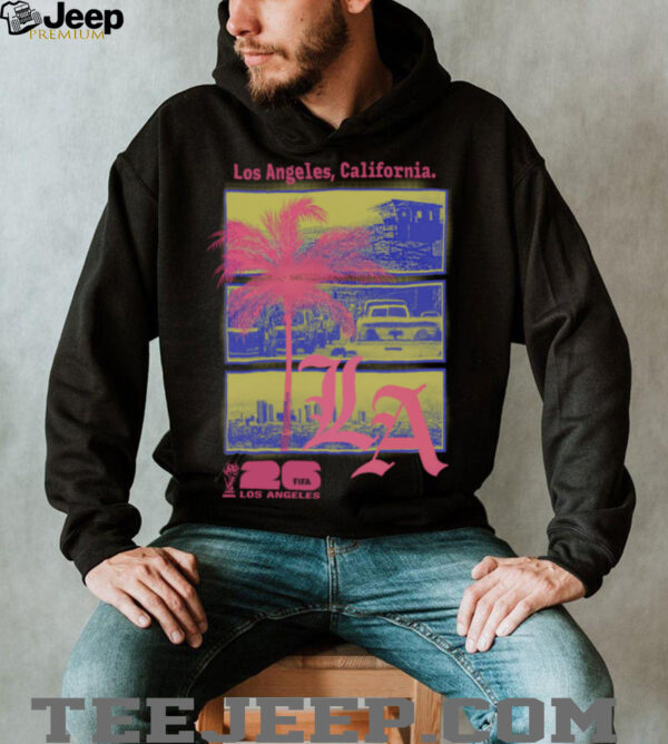 2026 FIFA World Cup Los Angeles Host City Poster Palm Street Soccer Skyline Shirt