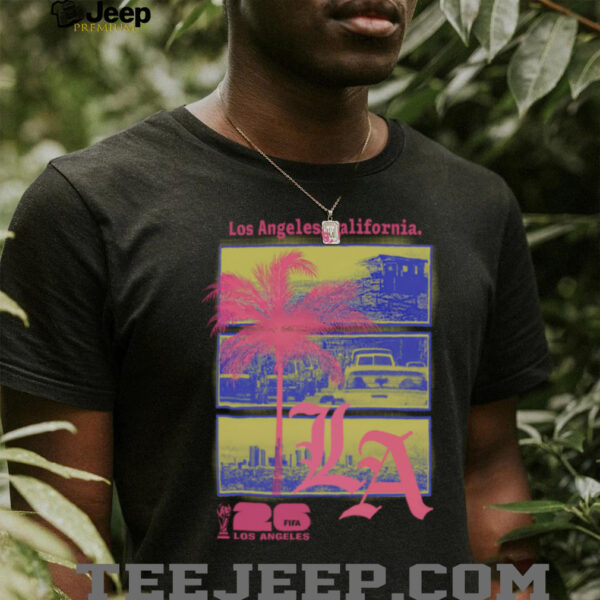 2026 FIFA World Cup Los Angeles Host City Poster Palm Street Soccer Skyline Shirt