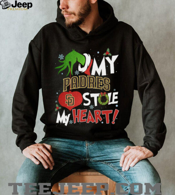 Grinch Hand My San Diego Padres Stole My Heart Christmas Shirt