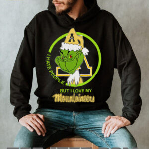 I Hate People But I Love My Appalachian State Mountaineer Grinch With Santa Hat Football Christmas Gift Shirt