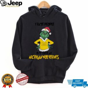 Santa Grinch I Hate People But I Love My Michigan Wolverines Hoodie Sweatshirt