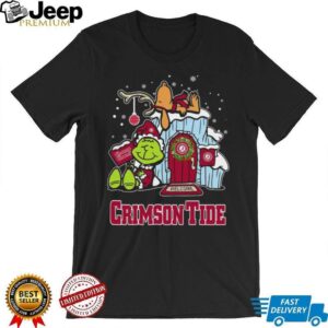 Alabama Crimson Tide Grinch and Snoopy Nuts Welcome Christmas T Shirt