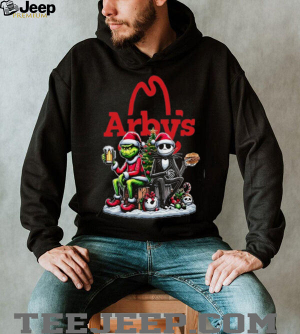 Arby�s Christmas The Grinch And Jack Skellington Santa T Shirt