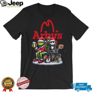Arby�s Christmas The Grinch And Jack Skellington Santa T Shirt