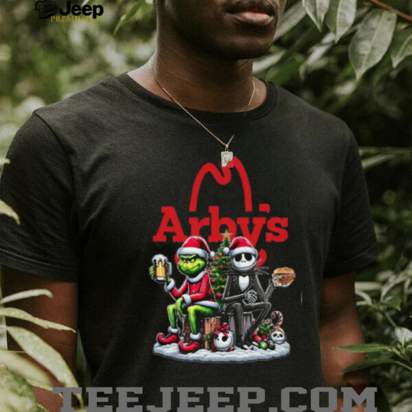 Arby�s Christmas The Grinch And Jack Skellington Santa T Shirt