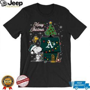 Athletics Merry Christmas Snoopy Baby T Shirt Holiday Baseball Tee