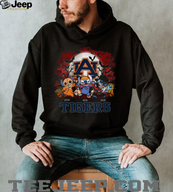 Auburn Tigers Halloween Stitch Horror Tee – Personalized NCAA Football Shirt – Custom Scary Gift for Fans, Men, Women & Kids