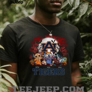Auburn Tigers Halloween Stitch Horror Tee – Personalized NCAA Football Shirt – Custom Scary Gift for Fans, Men, Women & Kids