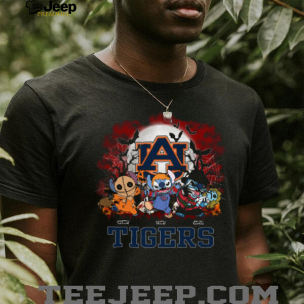 Auburn Tigers Halloween Stitch Horror Tee – Personalized NCAA Football Shirt – Custom Scary Gift for Fans, Men, Women & Kids