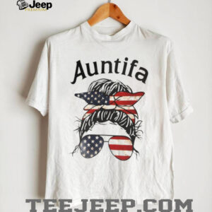Auntifa messy bun American flag shirt
