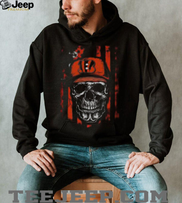Awesome Cincinatti Bengals NFL Skull American Flag Football Lover T Shirt
