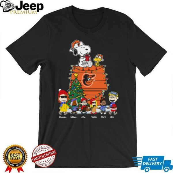 Baltimore Orioles Peanuts Christmas Tee – Custom Personalized MLB Shirt For Holiday Fun, Baseball & Winter Joy