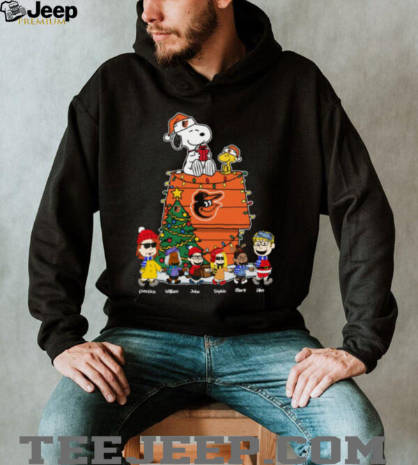 Baltimore Orioles Peanuts Christmas Tee – Custom Personalized MLB Shirt For Holiday Fun, Baseball & Winter Joy