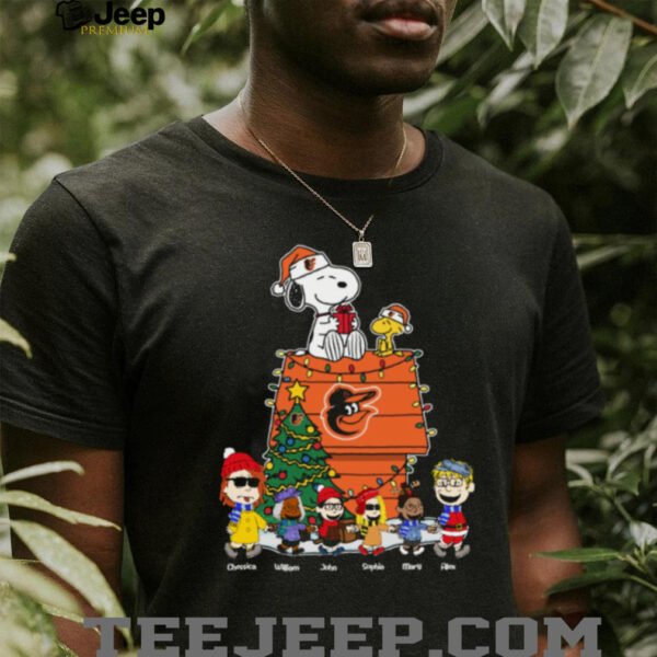 Baltimore Orioles Peanuts Christmas Tee – Custom Personalized MLB Shirt For Holiday Fun, Baseball & Winter Joy