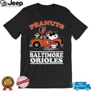 Baltimore Orioles Snoopy Peanuts Car Baseball T Shirt