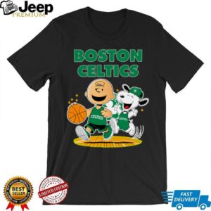 Boston Celtics X Charlie Brown And Snoopy Playing Basketball Shirt