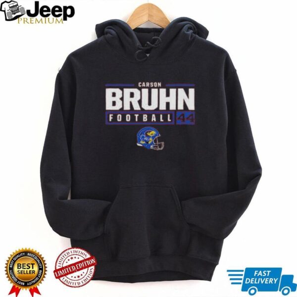 Carson Bruhn Rally Mens Red Kansas Jayhawks NIL Stacked Box Shirt
