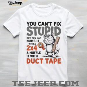 Cat you can’t fix stupid but you can numb it with a 2×4 and muffle it with duct tape shirt