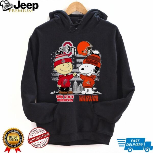 Charlie Brown And Snoopy X Ohio State Buckeyes Cleveland Browns Logo Shirt
