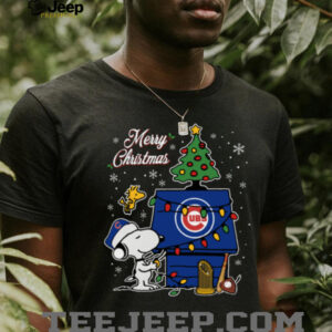 Chicago Cubs Merry Christmas Snoopy Baby T Shirt Holiday Baseball Tee