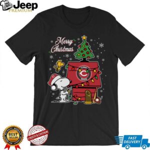 Cincinnati Reds Merry Christmas Snoopy Baby T Shirt Holiday Baseball Tee