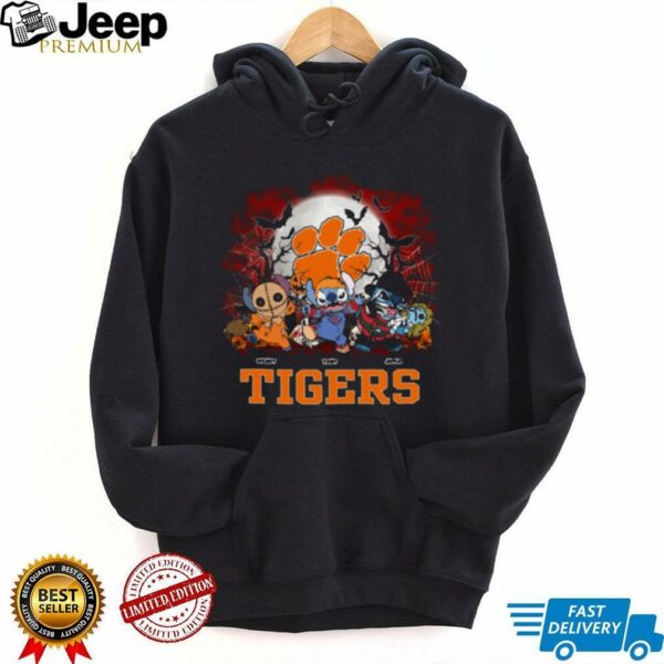 Clemson Tigers Spooky Season Stitch Horror Shirt – Custom NCAA Football Tee – Personalized Halloween Gift for College Sports Fans