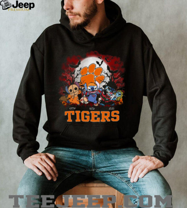 Clemson Tigers Spooky Season Stitch Horror Shirt – Custom NCAA Football Tee – Personalized Halloween Gift for College Sports Fans