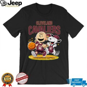 Cleveland Cavaliers X Charlie Brown And Snoopy Playing Basketball Shirt