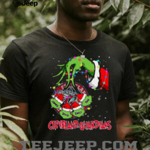 Cleveland Guardians Custom Name Grinch Xmas Lights Shirt – Personalized MLB Baseball Fan Holiday Gift Tee