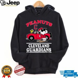 Cleveland Guardians Snoopy Peanuts Car Baseball T Shirt