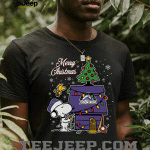 Colorado Rockies Merry Christmas Snoopy Baby T Shirt Holiday Baseball Tee