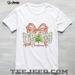 Coquette Bow Preppy Floral Merry Christmas 2025 shirt