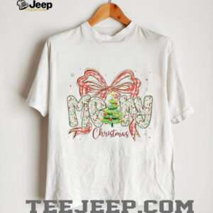 Coquette Bow Preppy Floral Merry Christmas 2025 shirt