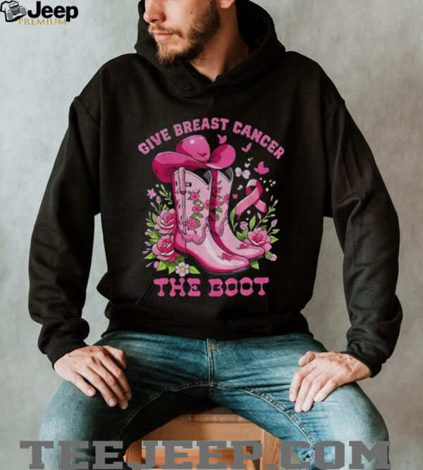 Cowboy boot give breast cancer the boot vintage shirt