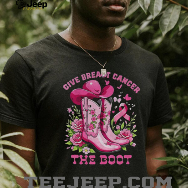 Cowboy boot give breast cancer the boot vintage shirt
