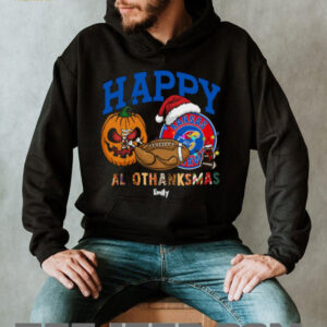 Custom Kansas Jayhawks HalloThanksMas Shirt, Cute Holiday Tee with Pumpkin Santa Hat Football, NCAA Gift for Halloween Thanksgiving Christmas