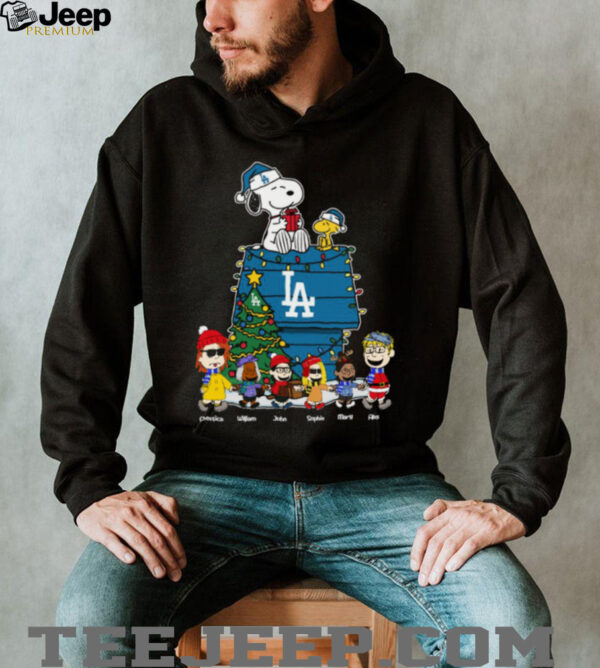 Custom Los Angeles Dodgers Peanuts Christmas Tee – Personalized Holiday Shirt For Baseball Fans & Winter Lovers